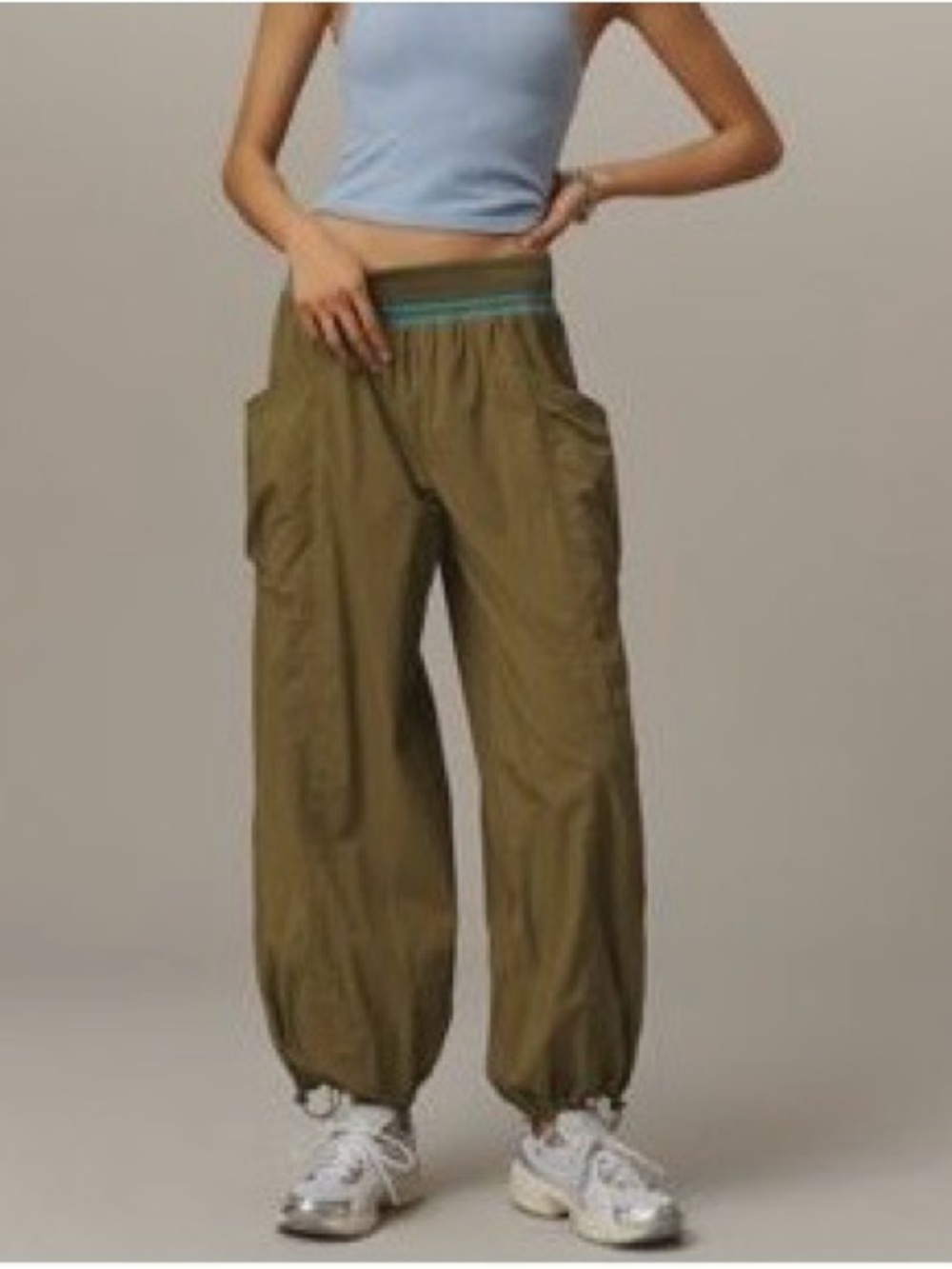 Anthropologie Olive Green Drawstring Cargo Joggers